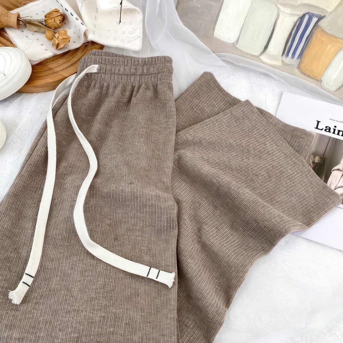 Casual slitsstickad tvådelad set