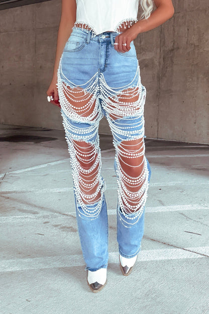 "Luca pärl- och strassjeans"