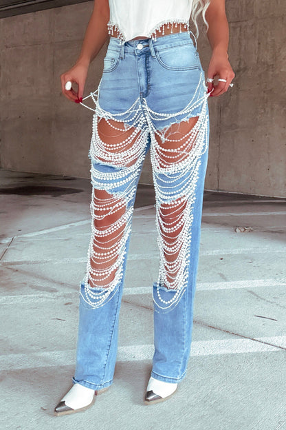 "Luca pärl- och strassjeans"