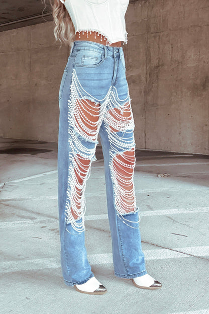 "Luca pärl- och strassjeans"