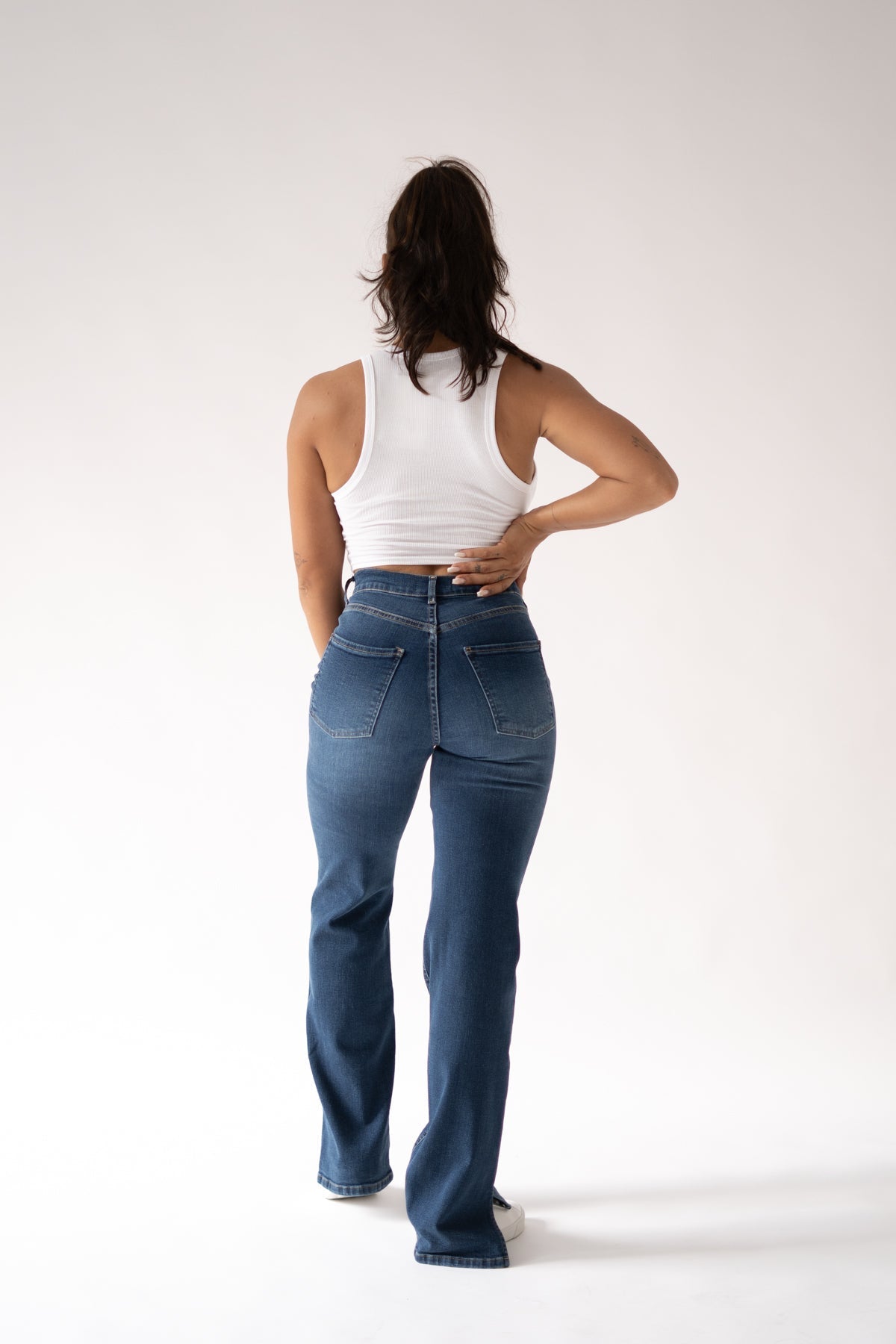 Dam byxor med hög midja - mörkblå