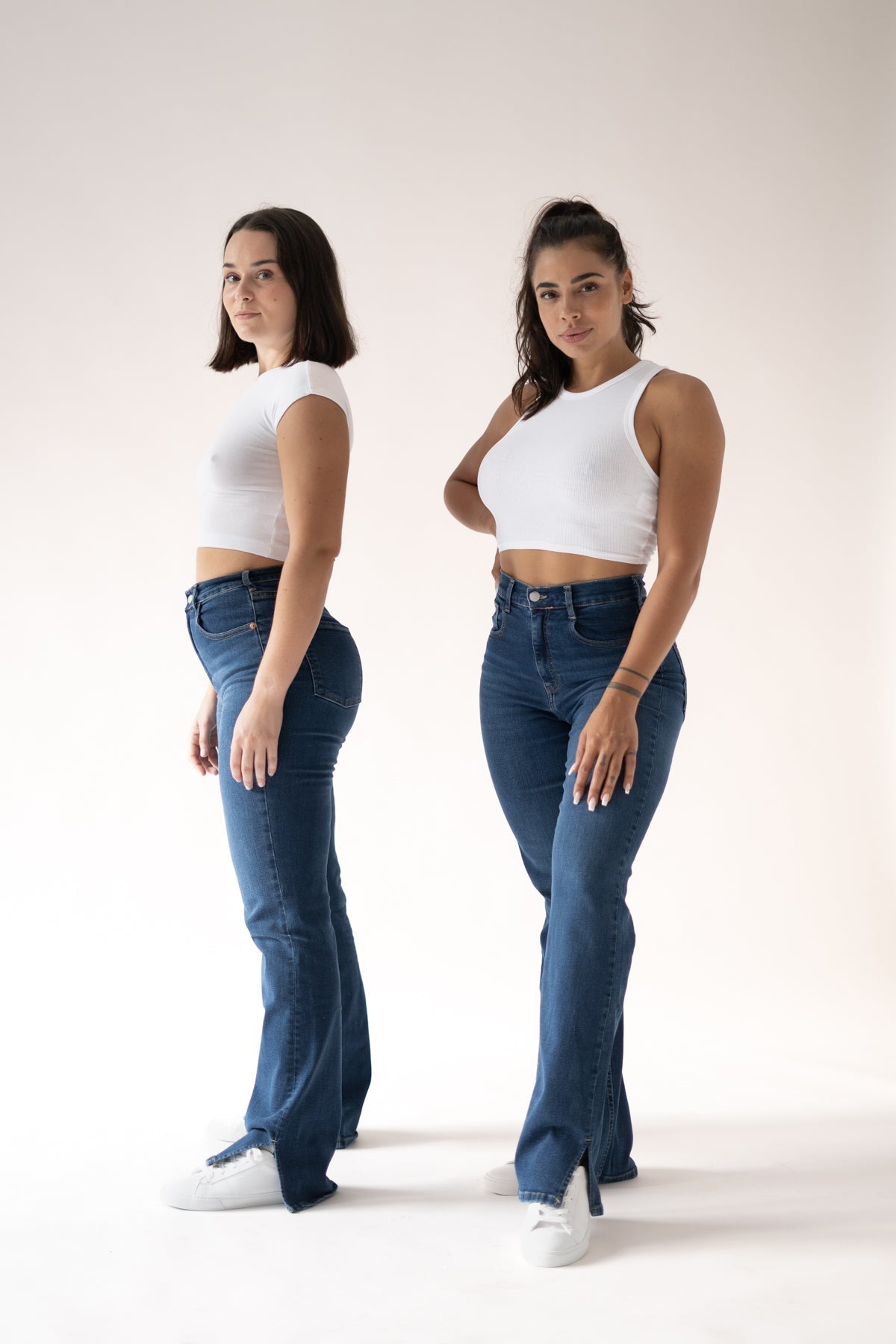 Dam byxor med hög midja - mörkblå