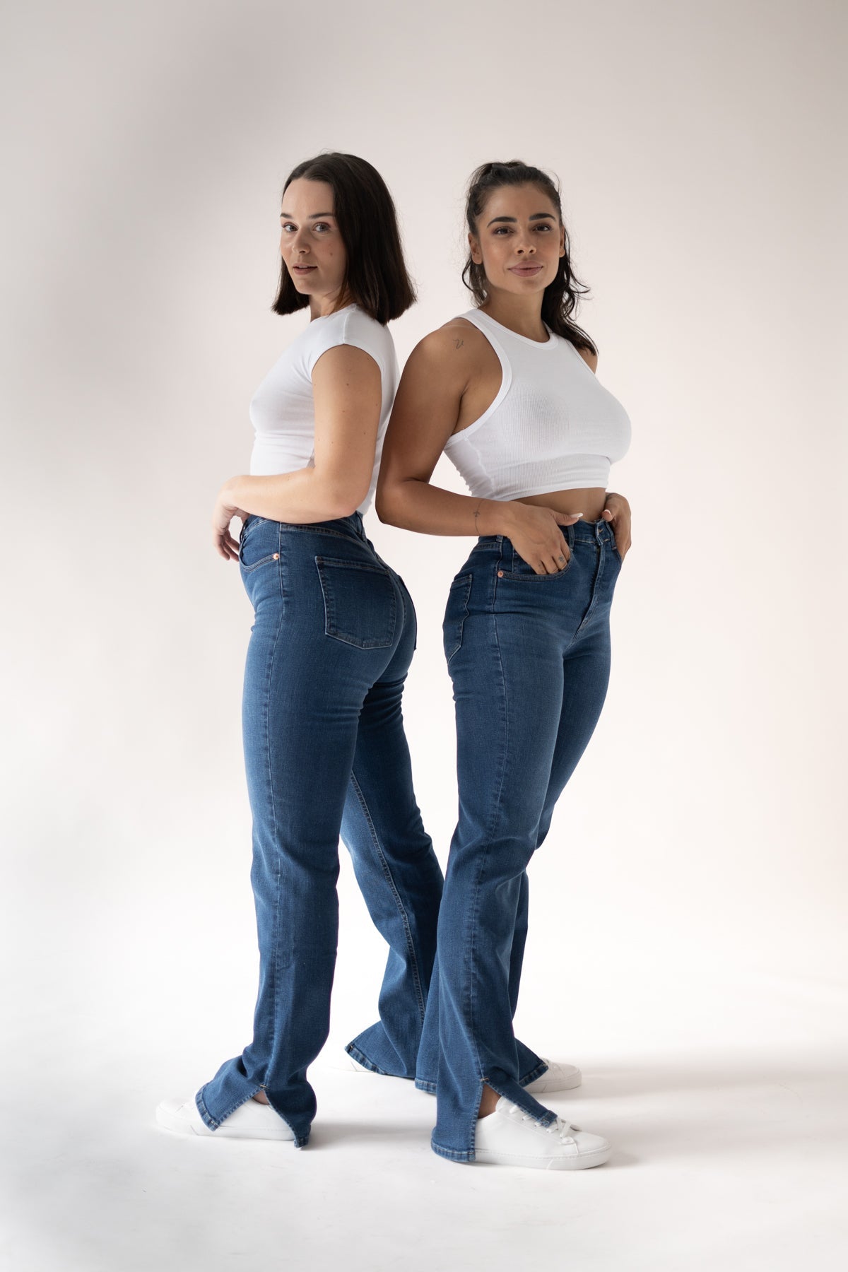 Dam byxor med hög midja - mörkblå