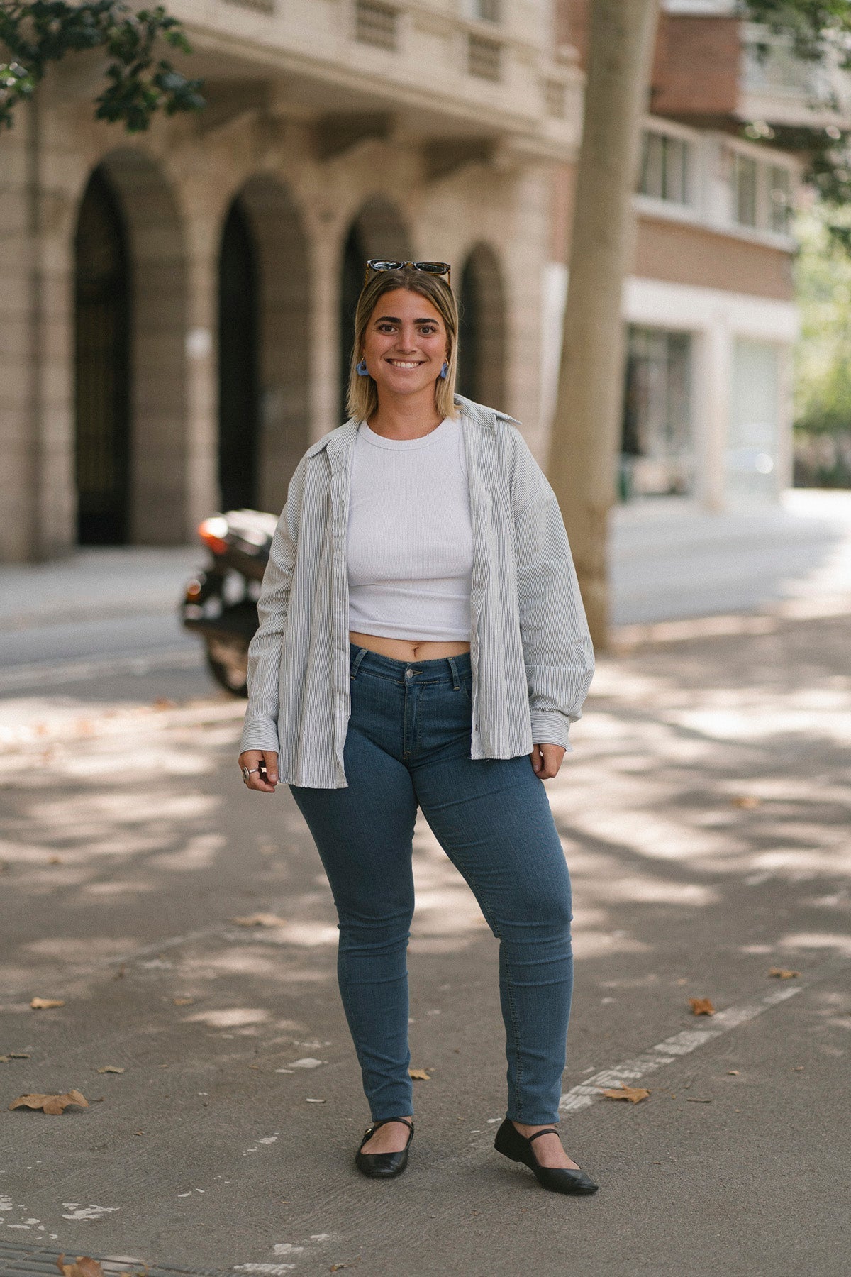 SKINNY MELLAN RISE - LJUSBLÅ