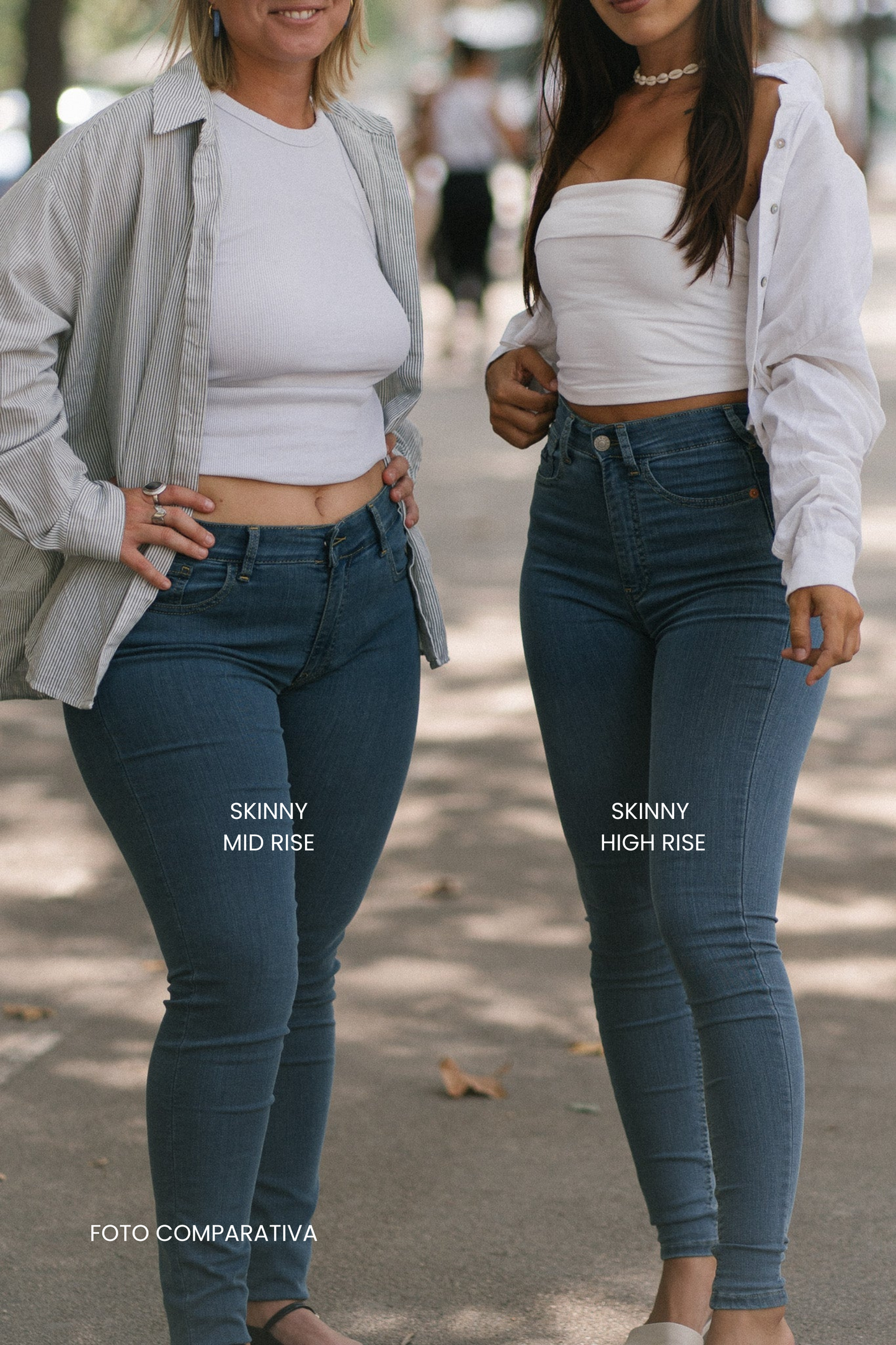 SKINNY MELLAN RISE - LJUSBLÅ