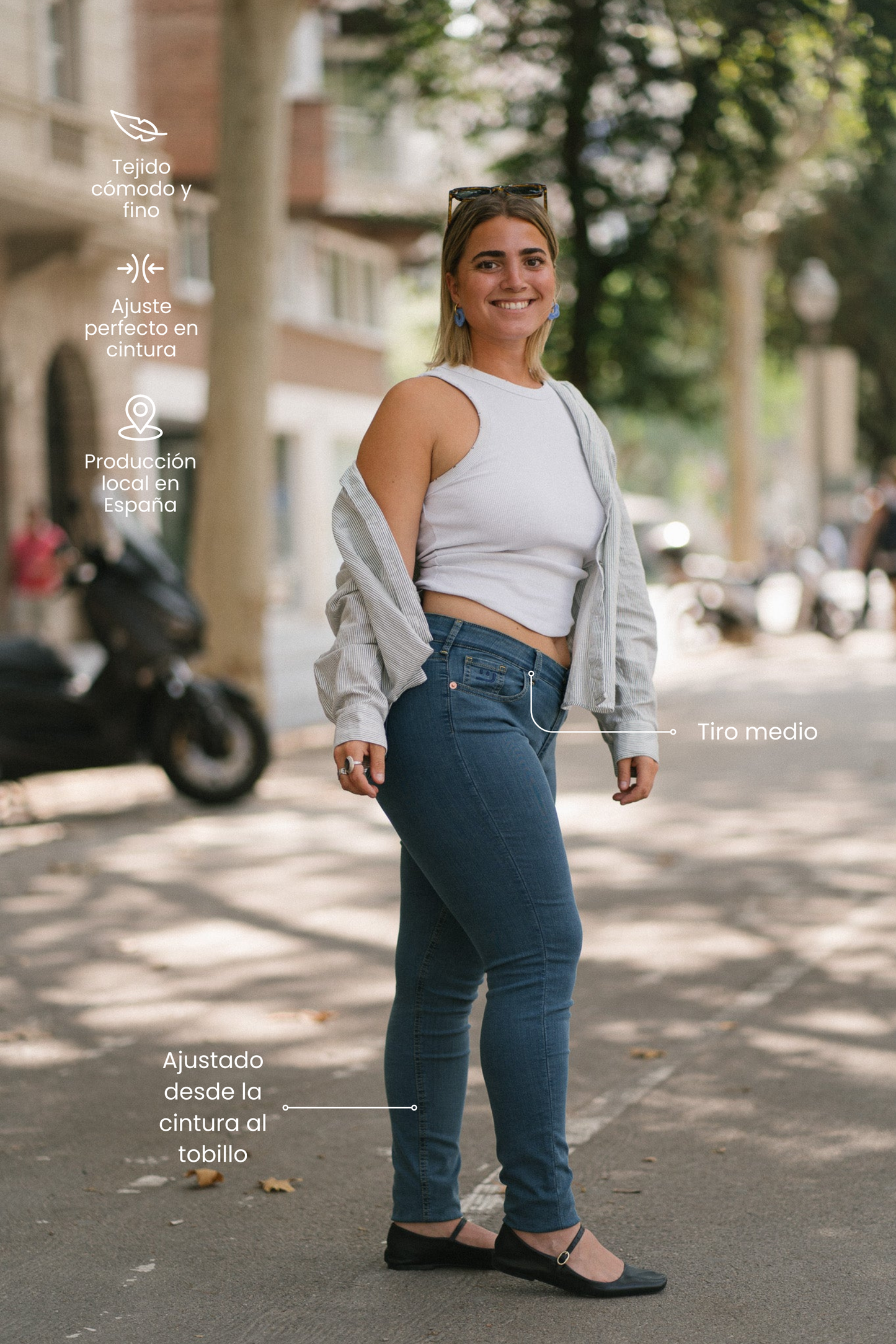 SKINNY MELLAN RISE - LJUSBLÅ